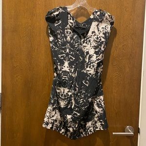 All Saints Black & White Floral Silk Tunic Dress